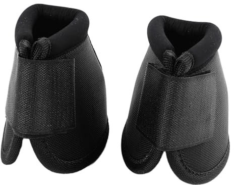 Luocute Horse Bell Boots, Oxford-tyg Slitagemotstånd Anti Design Hovskydd, med krok- och öglefäste, för Ridskyddsutrustning (Svart)
