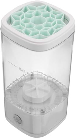 OFFIGAM 1set Electric Makeup Brush Cleaner Machine with Sponge Cleaning Storage Bowl Portable Automatic Brush Cleaning Tool for Powder Puff and Blush Brushes
