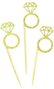 ULTNICE 20 Stück Tortenaufsatz, Diamant-Ring, Cupcake-Topper, Geburtstagstortendekoration für Hochzeiten, Brautpartys, goldfarben