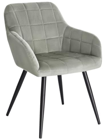 WOLTU Silla de Comedor, Sillas de Cocina de Respaldo Medio, Asiento Acolchado de Terciopelo, Estructura de Metal, Adecuadas para Comedor, Cocina, Salón y Dormitorio, Gris