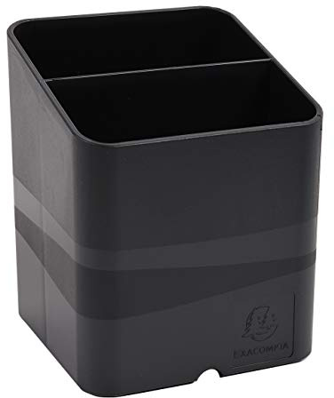 Exacompta 677014D 10er Pack Premium Stiftehalter Pen-Cube Ecoblack aus Recycling-Kunststoff mit 2 Fächern für mehr Ordnung auf dem Schreibtisch Blauer Engel Stifteköcher Stiftebox Organizer schwarz