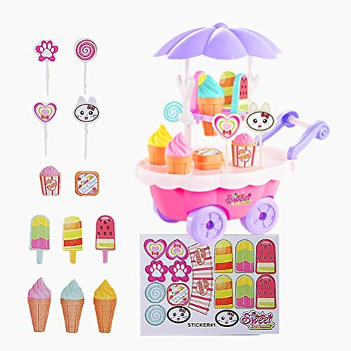 Koowaa 28 Teile/Satz Kinder Kinder Mädchen Eiswagen Spielzeug Set Mädchen DIY Eisdiele Supermarkt Kinderspielzeug Spielen Hause Baby Spielzeug