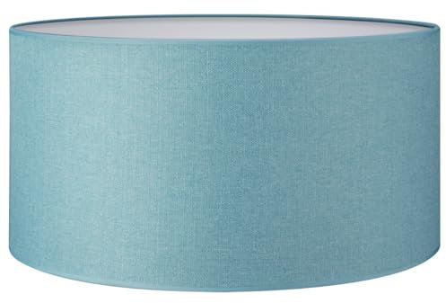 Home Sweet Home Moderno Pantalla Canvas | cilindro | 50/50/25cm | Azul Petróleo | Pantalla de lámpara de tela de algodón | para portalámparas E27 | probado RoHs| para lámpara colgante