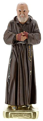 Saint Father Pio Statue, 30 cm in Hand Colored Plaster Barsanti