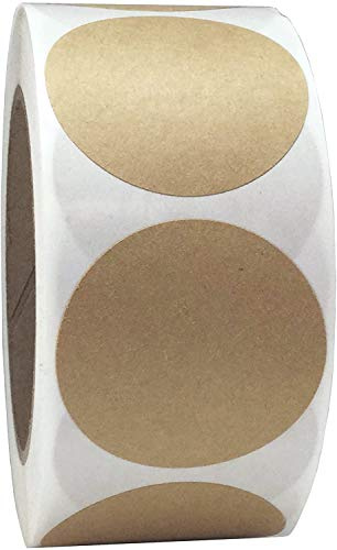 Braune, selbstklebende, runde Klebeetiketten aus natürlichem Kraftpapier, rund, 25 mm kleine runde Aufkleber, 500 Stück