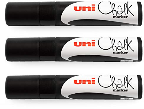 uni-ball PWE-17K Chalk Marker - Chisel Nib - 15mm - Black - Pack of 3