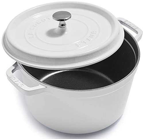 Staub Cast Iron Dutch Oven 5-qt Tall Cocotte, Made in France, Serves 5-6, White