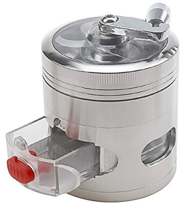 Hand Crank Mill Metal Grinder Crusher for Dried Spices | Crusher for Herbs, Pollen Grinder Crusher with Removable Mesh Sieve ( Color : Silver )