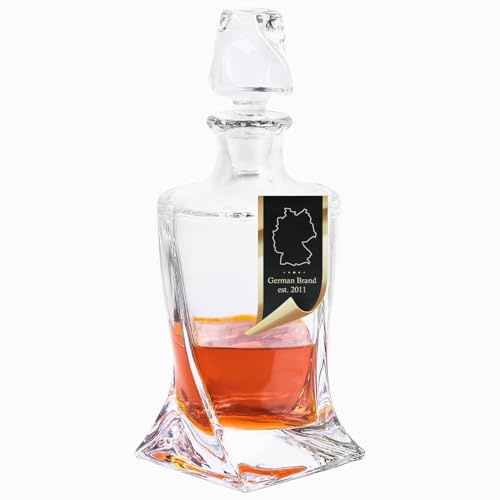 Intirilife edle Whisky Karaffe - Füllmenge 750 ml - Whisky Dekanter mit Stopfen- Glas Karaffe Spirituosen- Decanter für Whiskey Cognac Likör Rum Vodka Scotch - Whiskeyflasche für Männer