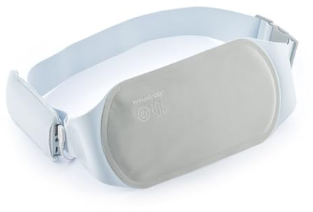 InnovaGoods - Rechargeable Wireless Massage and Heat Belt, Ergonomic Design, 3 Vibration Levels, Quick Heat Up, Flexible and Adjustable, Grey, 1 Piece, Plastic