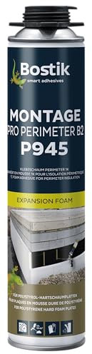 BOSTIK P945 Montage Pro Perimeter B2 – Pistolenschaum Perimeter 1K, Polyurethan-Klebeschaum für Polystyrol- und Hartschaumplatten, Schnelle Verarbeitung, Lösemittelfrei, 750ml
