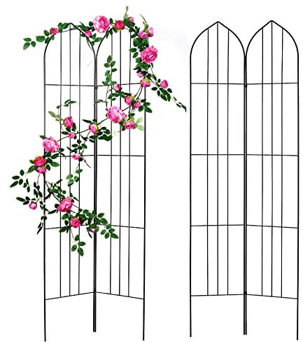 SCENDOR 2 Pack 60 H x 18.9 W Trellis for Vines and Climbing Plants Outdoor, Iron Wire Lattices Grid Panels for Potted Climbing Pergola Cucumber Tomato Rose Vegetable Flower Plant Trellises