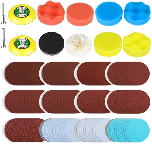 EEEkit 132 Stück Polierschwamm Auto Set, 3 Zoll Schleifscheiben Schwamm Polierschwämme Pads & Wolle Polieren Puffer Pads, Auto-Polier-Kit Für Autopolitur Kratzer Entfernen