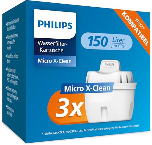 Philips Water Replacement Filter Cartridges Taste+, 3-Pack, Reduces MICROPLASTICS, Chlorine, LIMESCALE, Heavy Metals, Packaging May Vary