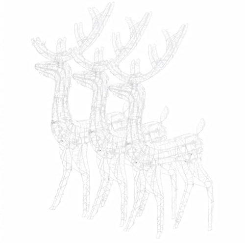 vidaXL Rentier Weihnachtsdekoration 3 Stk., Beleuchtet Weihnachtsfigur 8 Lichtmodi, Weihnachtsdeko Weihnachtsbeleuchtung für Innen Außen, Acryl 120cm Blau