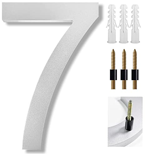 Numéro de maison extra large de 20.3 cm, numéros d'adresse modernes et élégants avec kit de clous pour maison, porte de jardin, numéro de décoration en acier inoxydable argenté 304 (7)
