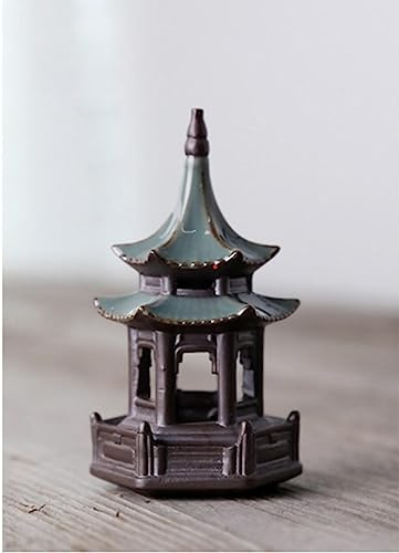 Miniature Ceramic Pavilion for Tabletop Terrarium, Zen Garden, Fairy Garden, Bonsai Tree Decoration (Medium)