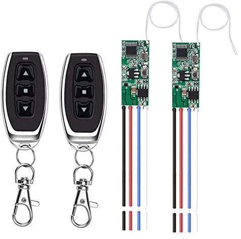 5V 6V 12V DC Motor Forward Reverse Controller Module 2A, 3V-16V RF 433MHz Wireless Remote Control Switch for Mini DC Motors & Small Actuators