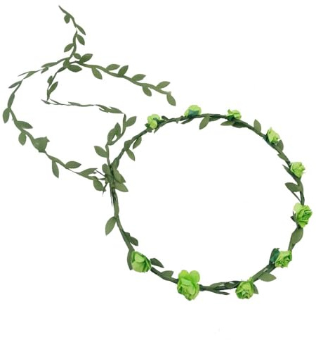 Damen Blumenkranz Blume Krone Stirnband Haarschmuck Blumenstirnband Boho Blumen Haarband Braut Blume Haarreif Stirnband mit Blättern,für Hochzeit Party Festival Geburtstag,Grün