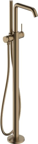 hansgrohe Tecturis S - Wannenarmatur stehend für 2 Verbraucher, Badewannenarmatur bodenstehend mit Duschschlauch 1,25m, Mischbatterie Badewanne , Brushed Bronze