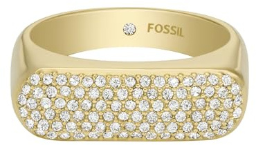 Fossil Damen-Siegelring Heritage D-Link Glitz Edelstahl goldfarben, JF045857109