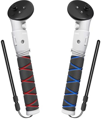 AMVR Handle Attachments Compatible with Meta/Oculus Quest 3s/Quest 3 Controller Accessories, Controller Extension Grips for VR Game Gorilla Tag Long Arms Sticks,Beat Saber Handle