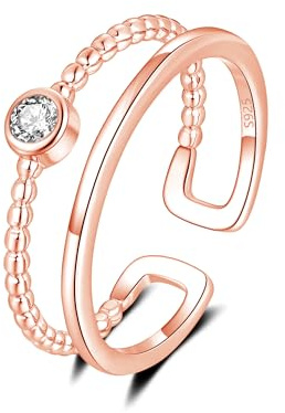 Loutade Silber Damen Ringe, 925 Sterling Silber Offen verstellbar Ringe, Doppelring Offen Silber Ringe, Silberringe Damen 925 in X-Form, Schlicht Fingerringe für Frauen zum Geburtstag Weihnachten