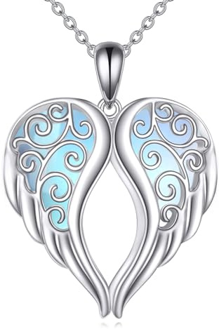 Collar de alas de ángel YFN en plata de ley, collar de ángel guardián con colgante de alas para mujer, joyería para regalos (ala de ángel), Standard, Plata esterlina, No es una piedra preciosa