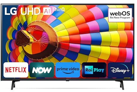 LG UHD 43'', Serie UT8000 2024, 43UT80006LA, Smart TV 4K, Ultra HD, Processore α5 Gen7, 20W, 3 HDMI, HDR10 Pro, Filmmaker Mode, Game Optimizer, Alexa, Wi-Fi, webOS 24, Telecomando Puntatore