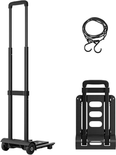 Carrello a pianale Carrello a piattaforma Carrello a pianale Carrello pieghevole Carrello mobile domestico for lo spostamento di carichi pesanti(Black)