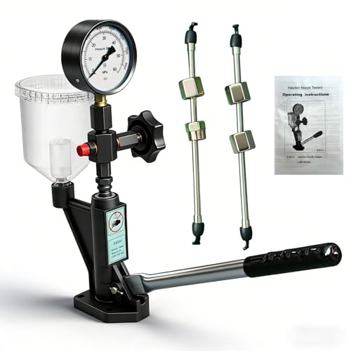 TIOMIOSEA Diesel Einspritzdüsen Tester,Injektor Prüfgerät mit Handhebel,Kalibrieren der Einspritzdüse,mit Manometer 0-600 bar Druck,Einspritzdüse Prüfgeräte mit doppelter Skalierung Injektoren Tester