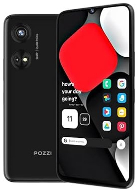 POZZI Turbo 6.79” HD+ Display | 128GB + 6GB RAM | 4G LTE Unlocked Smartphone | Android 14 | Octa Core Processor | 50MP Camera | 5,000 mAh Battery | Dual Nano SIM | Black | Compatible with T-Mobile