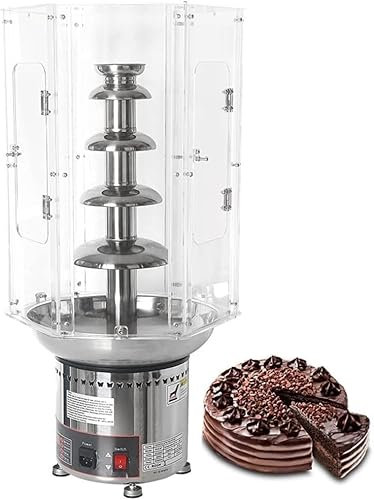 Fontana di Cioccolato, Macchina for fontana di cioccolato con copertura antipolvere in plastica acrilica trasparente, crogiolo for salse in acciaio inossidabile a 4/5/6/7 livelli, set for fonduta di g