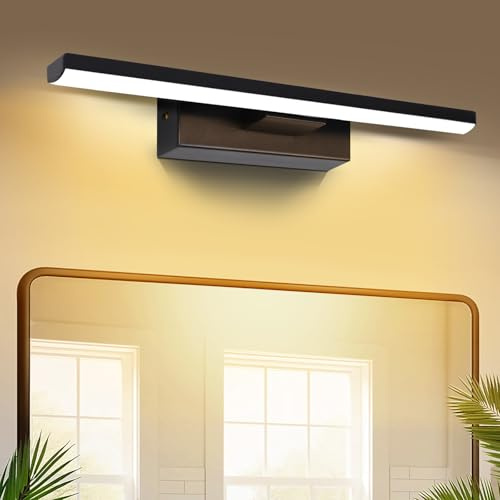 SERBASIC LED Spiegelleuchte Badwand 330°Drehbar Lampe Badezimmer,40cm 8W 800LM Badezimmer Lampe Warmweiß Licht Wand Lampen für bad,Spiegellampen,Schminktisch Beleuchtung Schwarz
