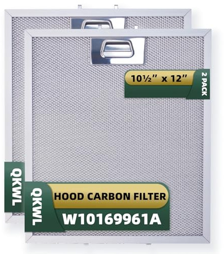 QKWL 5Layer Aluminium W10169961 Upgraded Range Hood Filter for Samsung Kitchen Aid GE Ikea Thermador etc vent hood Fit for W10833076 W10875058 W10870878 W11245983 10.5x12x0.35in 2 Pack