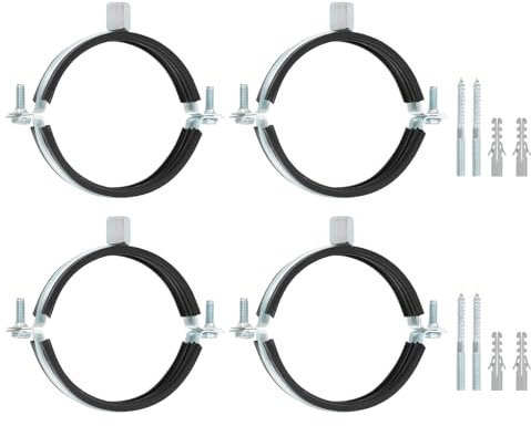 QUARKZMAN 4pz Morsetto Staffa Tubo Regolabile, 3-1/2(89mm) Staffa Montaggio a Parete Soffitto Anello Diviso Supporto Tubo in Ferro Zincato con Vite e Tubo Espansione per Tubo