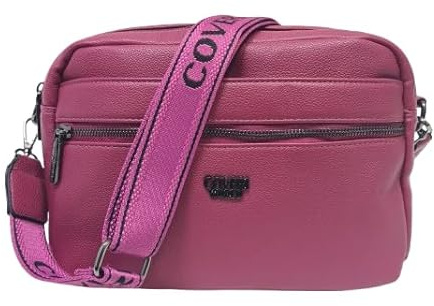 Sac Femme Bandoulière en Simili-cuir Bandoulière Réglable/Amovible en Tissu Personnalisé Deux Grands Compartiments Taille: 27 X 19 X 11 cm ART. 5142 Marque Coveri, fuchsia, 27 X 19 X 11