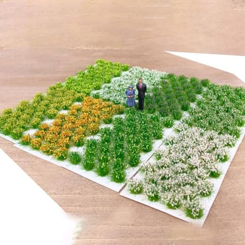 Miniatur Landschaft Statisches Gras 28 Stück Wildblumen Gras Clusters für Modellbau und Handwerk (grün)