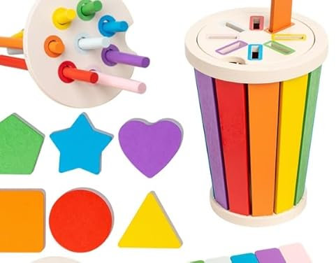 Montessori Spielzeug Ab 1 Jahr, Holz Farb Form Zuordnungsspiele, Sensorisches Spielzeug für die frühe Kindheit, Sortier und Stapelspielzeug für Babys im Alter von 1–3 Jahren, steckspiel ab 1 jahr.
