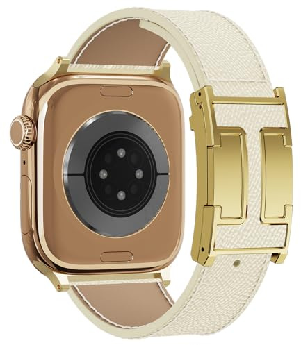 Magnetisches Lederarmband kompatibel mit Apple Watch Ultra Strap 49 46 45 44 42 41 40 38 mm, Designer-Ersatzarmband für Männer und Frauen, iWatch Ultra 2/Ultra/SE/Serie 10/9/8/7/6/5/4/3 /2/6