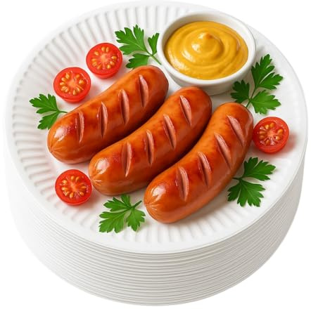Pappteller 23cm 100 Stück Einweg-Teller, Dessert rund, stabile Pappteller, Partygeschirr, umweltfreundlich, biologisch abbaubar
