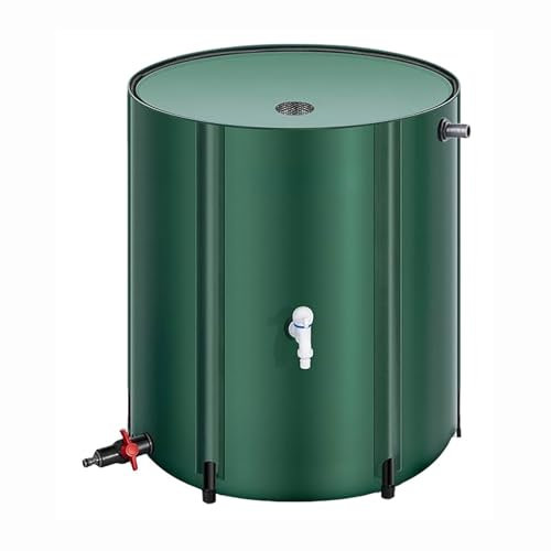 TRUNXUCL Collapsible Rain Barrel Kit Rain Catcher Barrel with Spigot Collection Water Barrel with Lid Water Storage(Green,40x78cm/16x31in)
