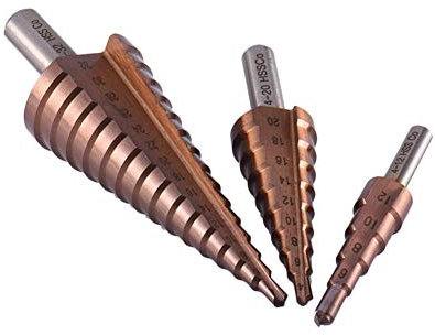 Taladro de metal， Juego de brocas for metal, herramienta de corte, punzón profesional de 4-12/20/32 mm, HSS-CO/M35, acero, cono escalonado grande, vástago triangular, revestimiento(4 32)