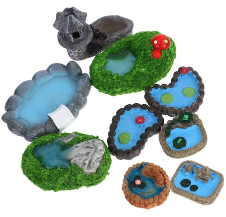 TOYANDONA 9piezas Estanques Miniatura Decoración Accesorios para Jardín Multifuncional Diseño Exquisito