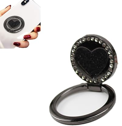 Leeneen Shining Love Phone Ring Cell Phone Ring Holder 360 Degree Rotation Phone Ring Holder Transparent Finger Ring Stand Kickstand Compatible Most of Smartphones (black)