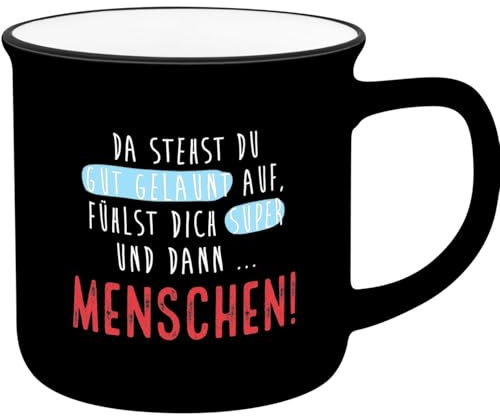 Becher in Emailloptik Menschen