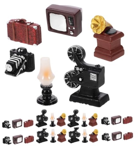 Zerodeko 30pièces Mobilier Miniature de Gramophone Miniature Décoratif Style Rétro Accessoire pour Décoration de Maison de Poupée