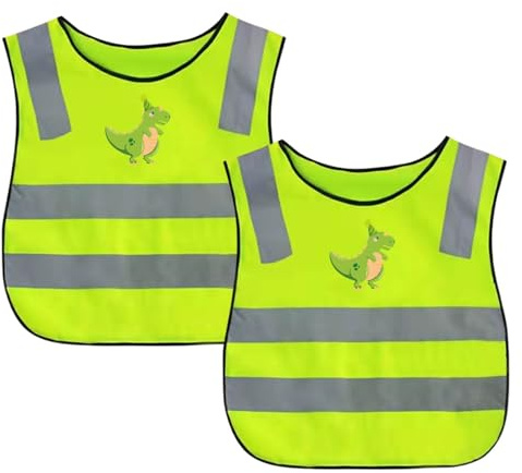 Lyivisk Pack de 2 Chalecos de Seguridad para niños, Chaleco de Seguridad de Talla Universal para niños, Chaleco de Seguridad Transpirable para niños para escuelas, Deportes, Ciclismo, tráfico rodado