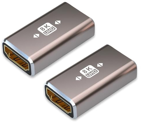 2 acoplador HDMI de 8 K hembra a hembra, adaptador HDMI 2.1 de aluminio para TV HD, monitor proyector consola de juegos, juego de 2