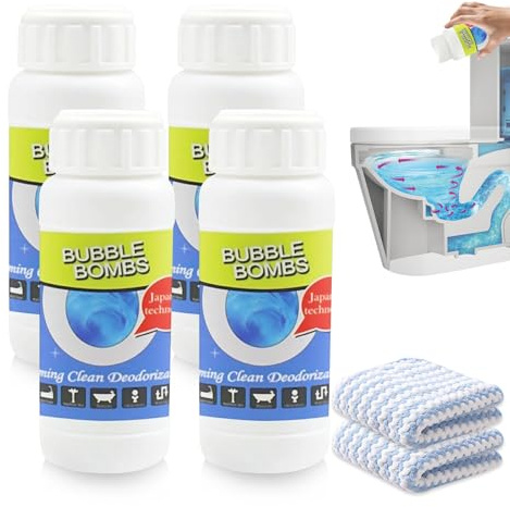 4 Flaschen Abflussreiniger, Rohrreiniger mit 2 Handtüchern, Effektive Reinigung von Verstopfungen, Geeignet für Küche, Bad, Toilette Usw.